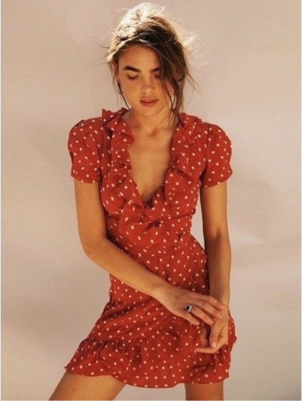 Realisation Par Valentina Polka Dot Silk Mini Wrap Dress- XS